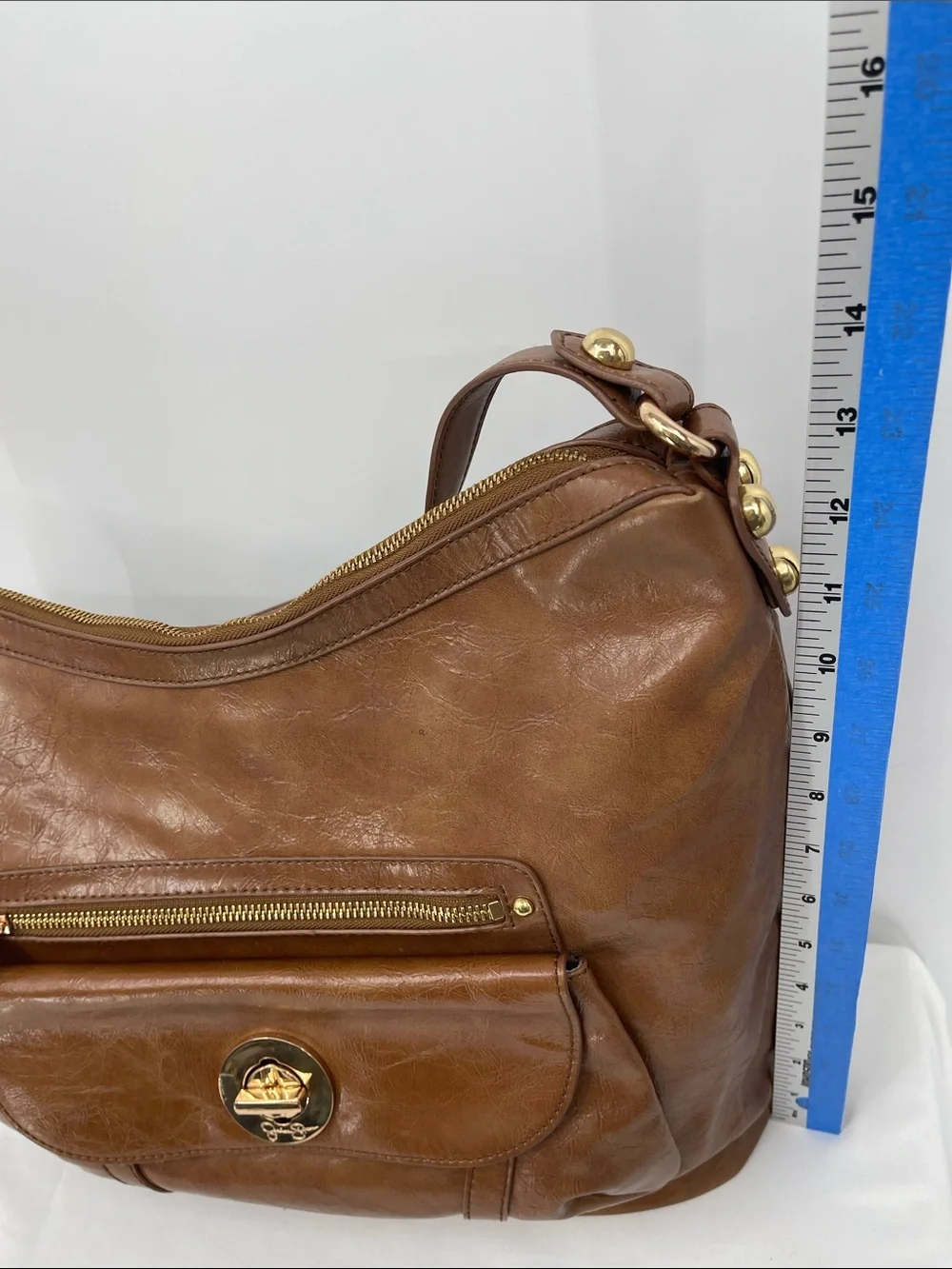 JESSICA SIMPSON  HOBO Tote/PURSE /Bag with Floral Lining - Tan GOLD DETAILS